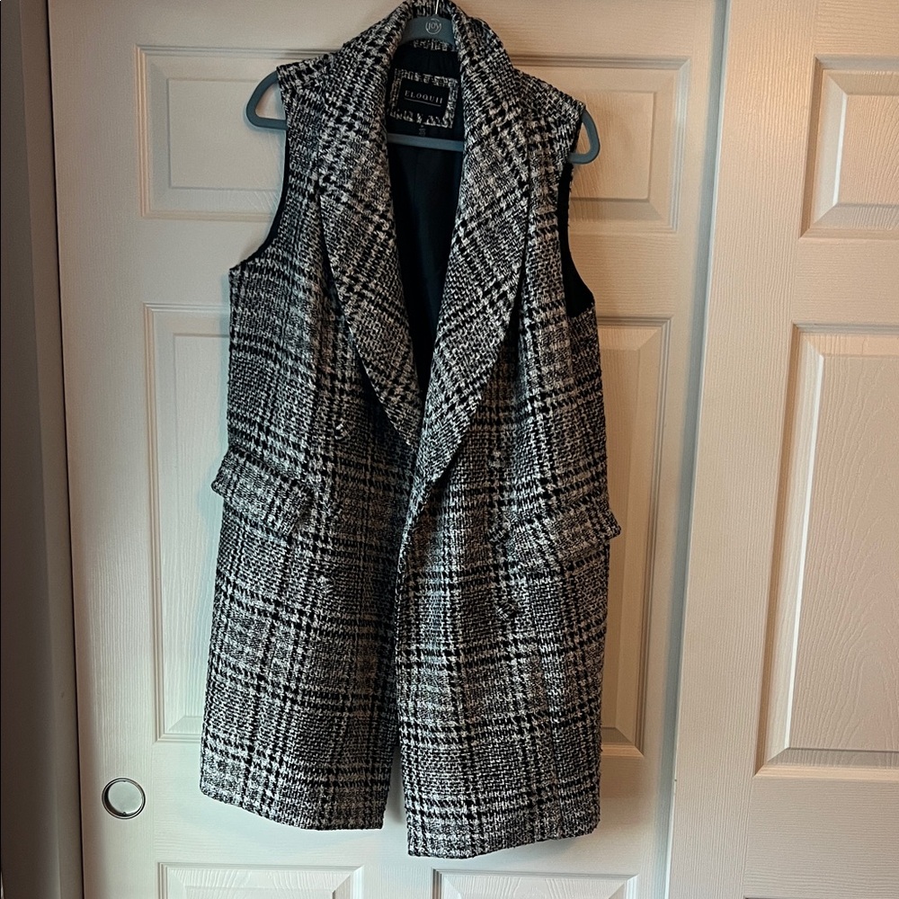 Eloquii Black and White Checkered Vest